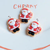 10Pcs Cartoon Deer Santa Claus Resin Charms for DIY Christmas Jewelry Making