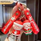 Christmas Cartoon Santa Claus Elk Snowman Silicone Keychain Women Gift