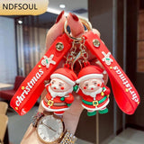 Christmas Cartoon Santa Claus Elk Snowman Silicone Keychain Women Gift
