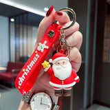 Christmas Cartoon Santa Claus Elk Snowman Silicone Keychain Women Gift