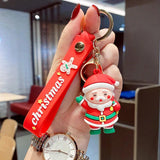 Christmas Cartoon Santa Claus Elk Snowman Silicone Keychain Women Gift