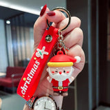 Christmas Cartoon Santa Claus Elk Snowman Silicone Keychain Women Gift
