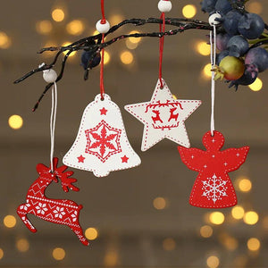 12pcs Christmas Car Wooden Pendants Xmas Tree Hanging Ornaments
