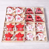 12pcs Christmas Car Wooden Pendants Xmas Tree Hanging Ornaments