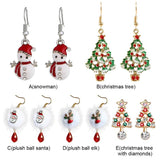 Christmas Rhinestone Party Earrings - Holiday Dangle Jewelry
