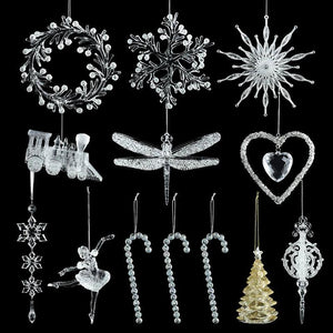 1p Crystal Christmas Decoration Ornament Snowflake Heart DIY Happy Home Decorati