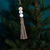 2Pcs Snowman Wooden Beads Tassel Pendant DIY Christmas Party Decoration