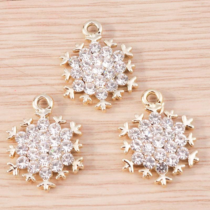 10pcs Crystal Snowflake Charms Pendants for DIY Jewelry Making