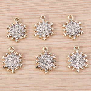 10pcs Crystal Snowflake Charms Pendants for DIY Jewelry Making
