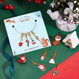 8Pcs Mixed Christmas Alloy Enamel Pendants with Lobster Claw Clasps