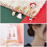 8Pcs Mixed Christmas Alloy Enamel Pendants with Lobster Claw Clasps