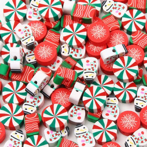 Cartoon Christmas Polymer Clay Beads for Jewelry Making DIY Xmas Decoration