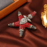 Muylinda Starman Red Rhinestone Brooch Christmas Party Pins