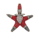 Muylinda Starman Red Rhinestone Brooch Christmas Party Pins
