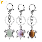 CSJA Crystal Stone Turtle Pendant Keychain Bag Decoration Holder E814
