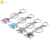 CSJA Crystal Stone Turtle Pendant Keychain Bag Decoration Holder E814