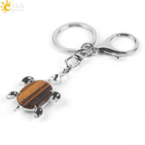 CSJA Crystal Stone Turtle Pendant Keychain Bag Decoration Holder E814