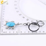 CSJA Crystal Stone Turtle Pendant Keychain Bag Decoration Holder E814