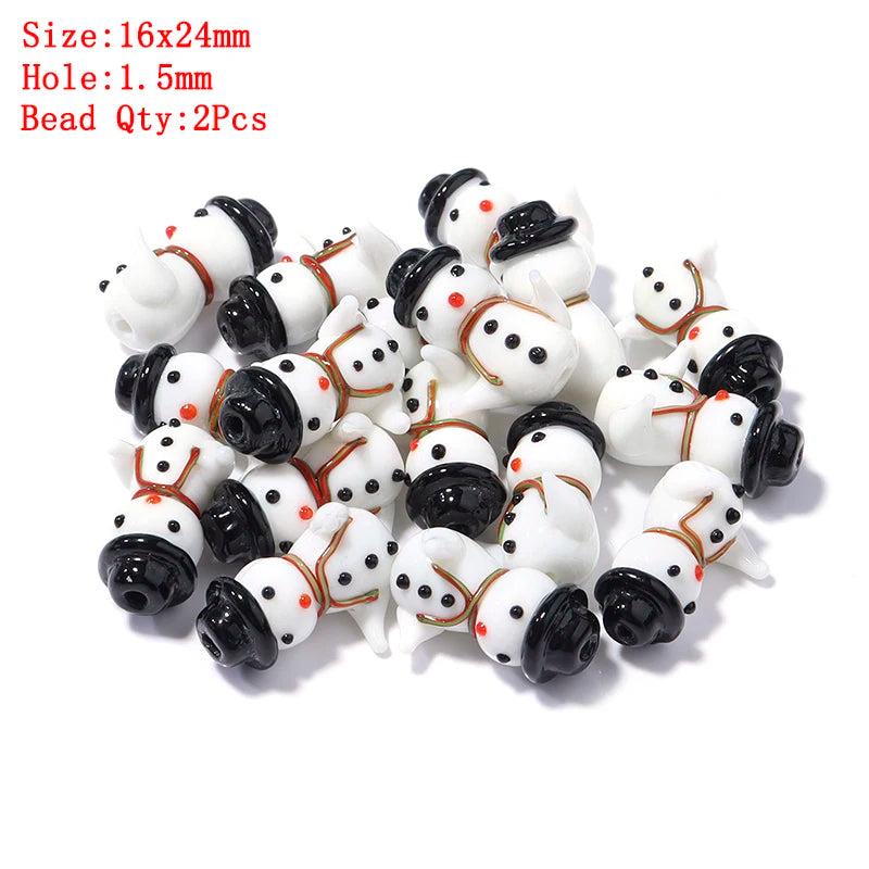 Christmas Santa Claus Snowman Lampwork Beads Charm DIY Bracelets Pendant