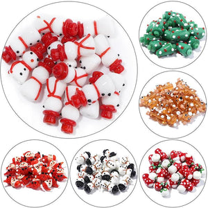 Christmas Santa Claus Snowman Lampwork Beads Charm DIY Bracelets Pendant