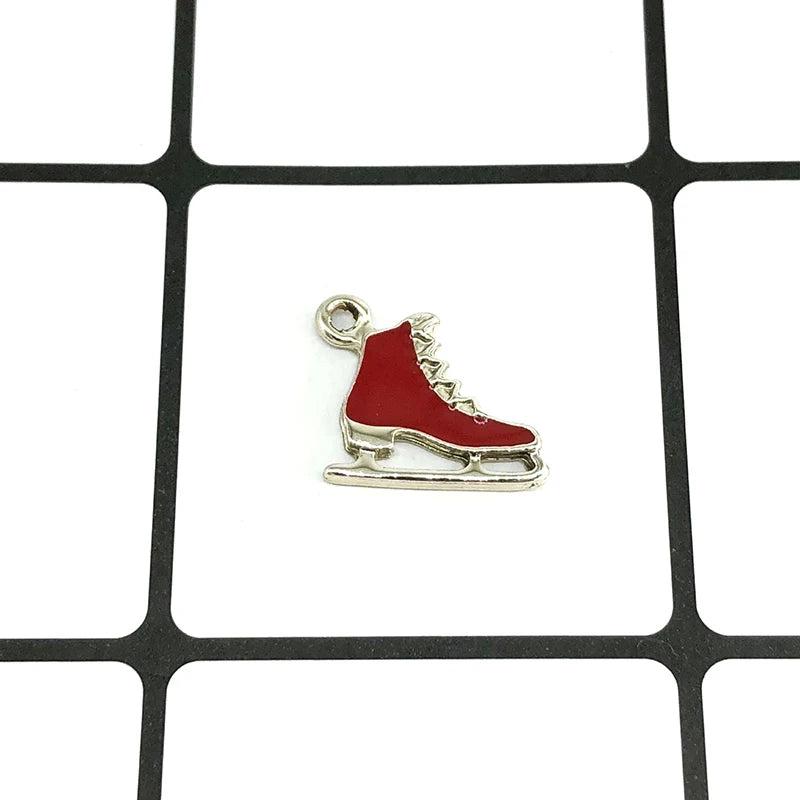10pcs Gloves Garland Skates Tree Enamel Charms Christmas Alloy Pendants