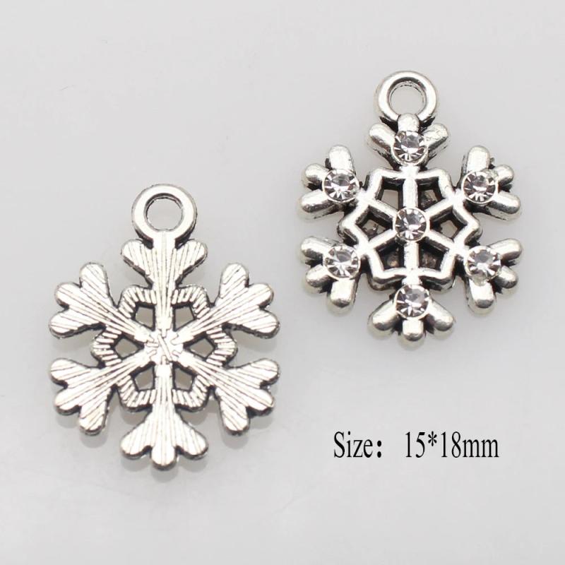 Alloy Snowflake Crystal Decorative Pendants DIY Christmas Series