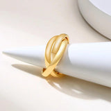 Charm Women Rings Triple Interlocked Rolling Ring Stainless Steel Xmas Jewelry