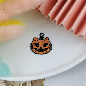 10pcs Halloween Enamel Pumpkin Demon Charms DIY Jewelry Making