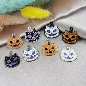 10pcs Halloween Enamel Pumpkin Demon Charms DIY Jewelry Making