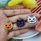 10pcs Halloween Enamel Pumpkin Demon Charms DIY Jewelry Making