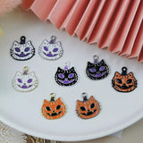 10pcs Halloween Enamel Pumpkin Demon Charms DIY Jewelry Making