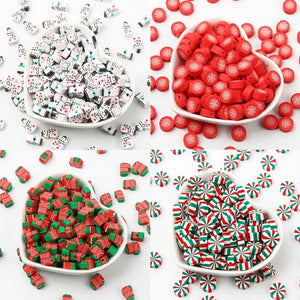 Christmas Clay Spacer Beads Santa Snowman for DIY Jewelry Making
