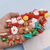 10pcs Christmas Charms Pendant Snowman Bear Gift Rabbit Santa DIY Keychain