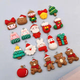 10pcs Christmas Charms Pendant Snowman Bear Gift Rabbit Santa DIY Keychain