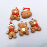 10pcs Christmas Charms Pendant Snowman Bear Gift Rabbit Santa DIY Keychain