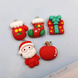 10pcs Christmas Charms Pendant Snowman Bear Gift Rabbit Santa DIY Keychain