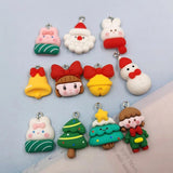 10pcs Christmas Charms Pendant Snowman Bear Gift Rabbit Santa DIY Keychain