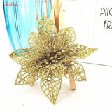 10Pcs Glitter Artificial Flowers Christmas Tree Ornaments Decorations
