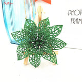 10Pcs Glitter Artificial Flowers Christmas Tree Ornaments Decorations