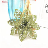 10Pcs Glitter Artificial Flowers Christmas Tree Ornaments Decorations