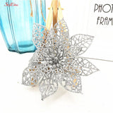 10Pcs Glitter Artificial Flowers Christmas Tree Ornaments Decorations