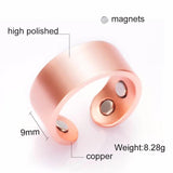 Adjustable Copper Rings Magnetic Health Energy Metal Open Cuff Ring Man 9mm