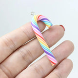 10Pcs Soft Clay Candy Lollipop 3D Cane Keychain Necklace Charms