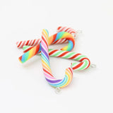 10Pcs Soft Clay Candy Lollipop 3D Cane Keychain Necklace Charms