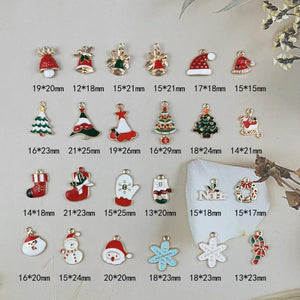 10Pcs Christmas Metal Charms Enamel Pendant for DIY Bracelet Decor
