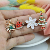 10Pcs Christmas Metal Charms Enamel Pendant for DIY Bracelet Decor