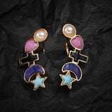 SODROV Cross Moon Pentagram Earrings Pearl Lovely Girls Gift Statement Jewelry