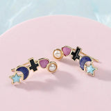 SODROV Cross Moon Pentagram Earrings Pearl Lovely Girls Gift Statement Jewelry