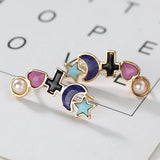 SODROV Cross Moon Pentagram Earrings Pearl Lovely Girls Gift Statement Jewelry