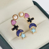 SODROV Cross Moon Pentagram Earrings Pearl Lovely Girls Gift Statement Jewelry